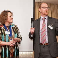 Alastair Cunningham from the Bank of England with club President Deborah Labbate of STAR Coaching