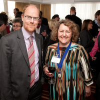 Alastair Cunningham from the Bank of England with club President Deborah Labbate Photo courtesy of Spike