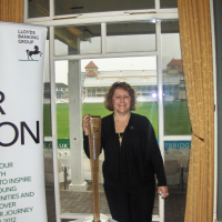 Deborah Labbate with the Olympic Torch
