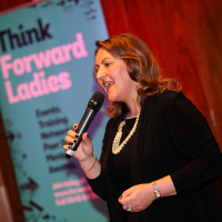 Deborah Labbate welcomes guests Forward Ladies Midlands Launch