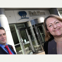 Tom Waldron-Lynch General Manager the Park Plaza Nottingham  with Deborah Labbate Nottingham Post